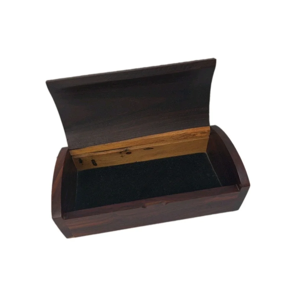 Vintage Y2K Mid-Century Modern Solid Rosewood 2-Tone Black Velvet Jewelry Box